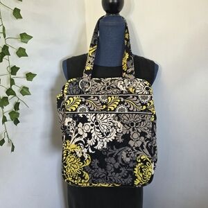 Retired Vera Bradley Baroque Large Tote Bag Black White Yellow